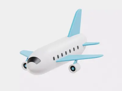 Airplane cartoon Low-poly 3D model