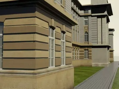 Neoclassical Building Low-poly 3D model