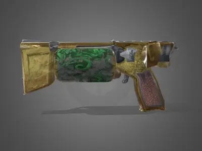 Steampunk Pistol PBR game ready Free low-poly 3D model