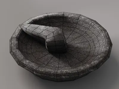 Traditional Stone Mortar and Pestle Ulekan3D Low-poly 3D model