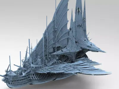 Sci fi Mongol pirate Ship Large 2 3D model