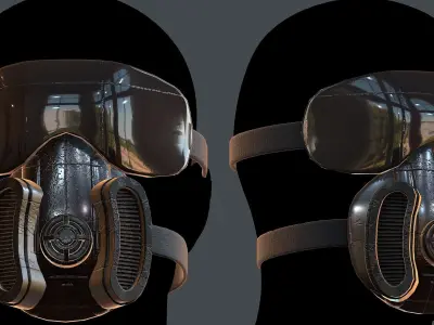 Gas mask helmet 3d model scifi Low-poly Low-poly 3D model