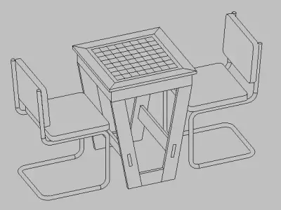 Chess table and modern chairs set Revit model 3D model