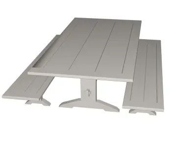 Table and benches 3D model