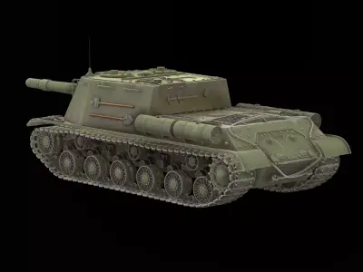 ISU-152 Soviet anti-tank self-propelled artillery system Low-poly 3D model