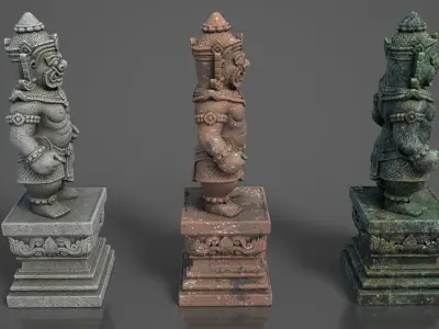 Ancient Khmer Statue21-250523 Low-poly 3D model