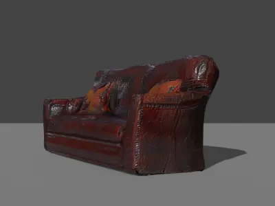 Dark Leathered Couch Free low-poly 3D model