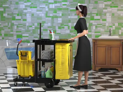 Rigged Housekeeping Maids Collection 2 for Maya 3D model