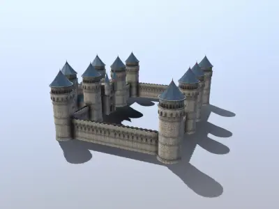 Medieval French Castle Low-poly 3D model