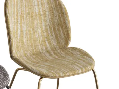 Beetle Dining Chair Front Upholstered Conic Base 3D model