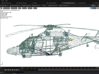 Rigged AS365 Daulphin Low-poly 3D model