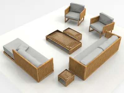Garden seats  Low-poly 3D model