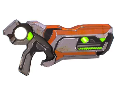 Cartoon Gun Blaster Barrel Nagan Nuff Pistol Revolver Cannon Low-poly 3D model