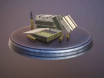Soviet 76-mm shells boxes low poly Low-poly 3D model
