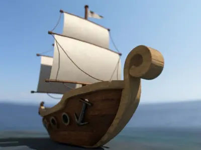 Ship with sails Free 3D model