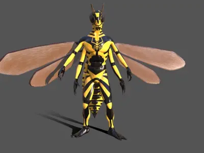 Yellow Jacket Fly Low-poly 3D model