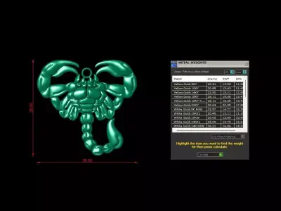 Scorpion Pendant 3D Model 3 Sizes for Jewelry Printing CNC Free 3D print model