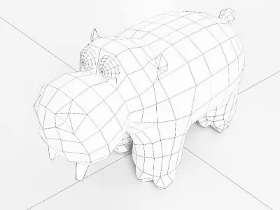 Hippopotamus 3d model polygonal hippo Low-poly 3D model