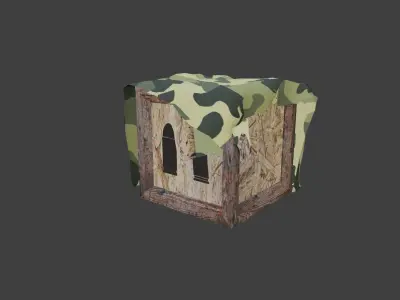 Broken wooden military box game ready PBR low poly Free low-poly 3D model
