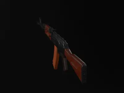 AK-74 assault riffle Low-poly Game ready Free low-poly 3D model