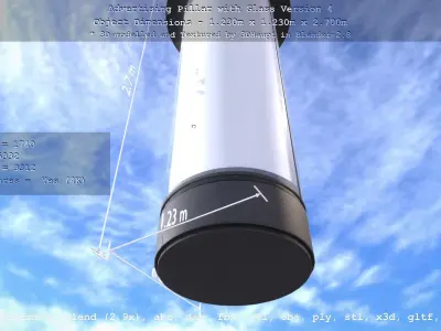 Advertising Pillar with Glass 4 Low-poly 3D model