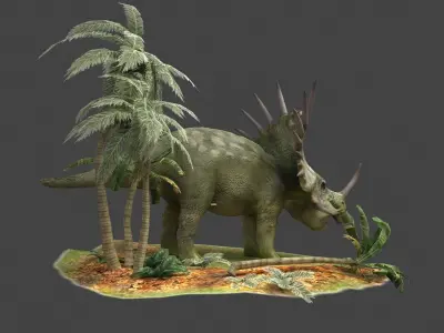 Coelurosaurs triceratops herbivores ancient creatures Slasher 3D model