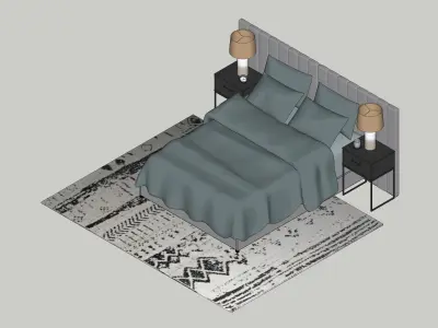 King Bed ASHLEY Baxton Studio Fiorenza Free 3D model