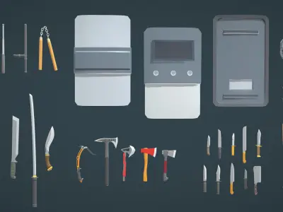 Weapons Pack - Melee Weapons Low-poly 3D model