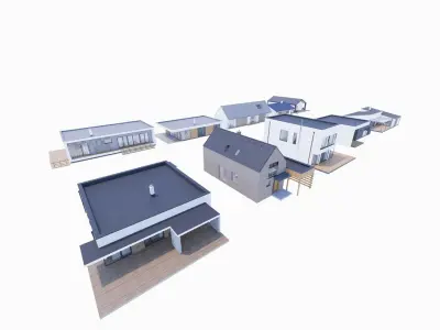 House Pack of 10 - Part 1 - Created with fully parametric Revit Families 3D model