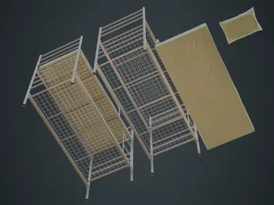 Bunk Bed 1A Low-poly 3D model
