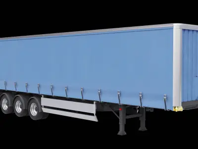 Curtainsider Semi Trailer All PBR Unity UE Textures Low-poly 3D model