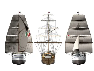Brig - Barquetine Fidente 1920 3D model