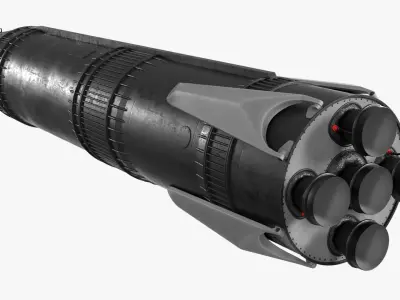 Next Generation Space Rocket Black Rigged for Cinema 4D 3D model