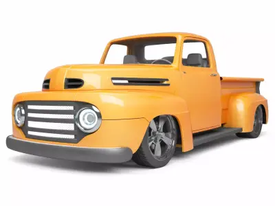 Low Poly 1950 Pickup Truck 3D Model Optimized Retro Vehicle  Low-poly 3D model
