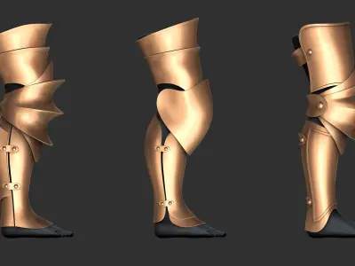 Leg Armor Highpoly and Lowpoly With UVs Vol 1 Low-poly 3D model