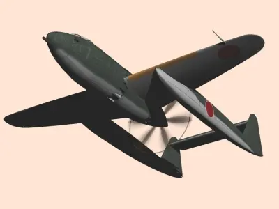 Imperial Japanese Navy Mitsubishi J4M Interceptor Fighter Senden 3D model