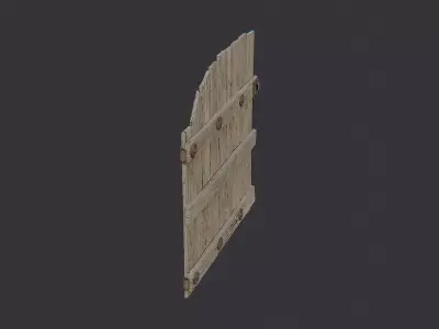 Weathered wooden arch gate exterior entrance Low-poly 3D model