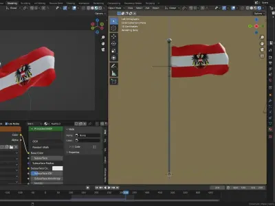 Animated Austia Flags 3D model