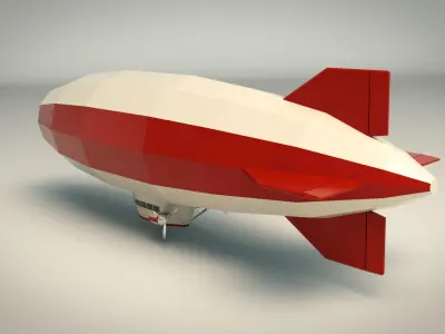 Low Poly Zeppelin 01 Low-poly 3D model