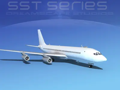 Boeing 707-320 SS Unmarked 2 3D model