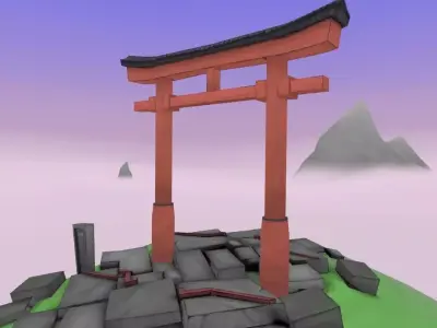 Asian Inspired Shrine Low-poly 3D model