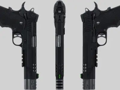 Game Ready 1911 Pistol 3D Model Low-poly 3D model