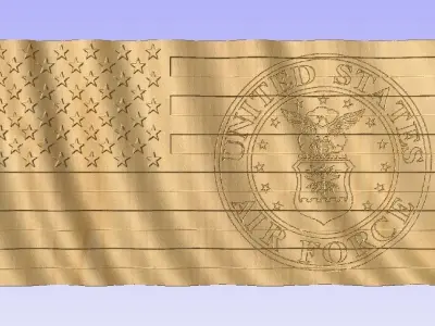 3D Wavy Flag with Air Force Seal 3D print model