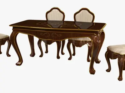 Classic Table And Chair 0001 Free 3D model