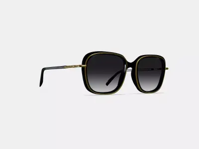 Safia Sunglasses in Jet Black with Polished Gold 3D model