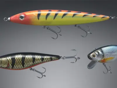 Fishing lure set 3D model
