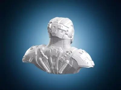 Sci Fi Robot Bust Armored Design 3D print model