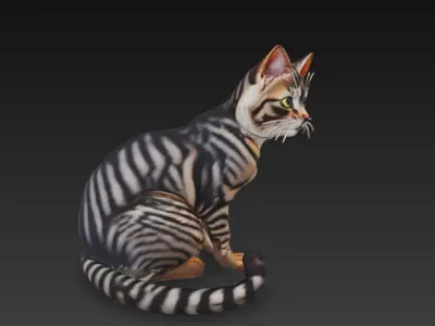Cat Realistic 3D Model - Low Poly Realistic Low-poly 3D model