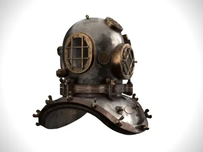 Old Diving Helmet - MKI - 5 Bolt 3D model