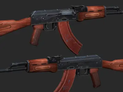 AKM Assault Rifle - Low Poly Game Ready Low-poly 3D model